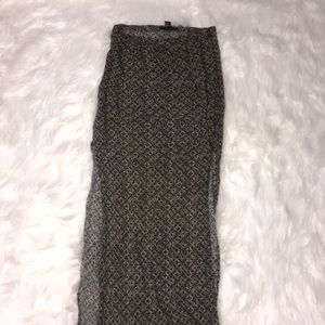 Two slit trendy long high waisted skirt